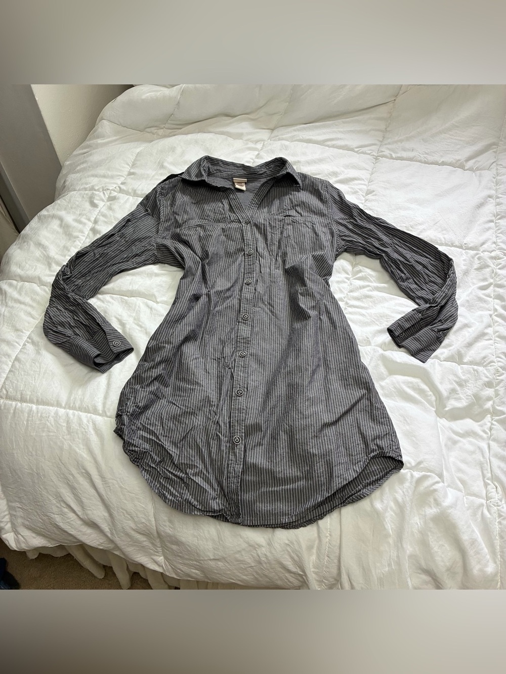 Covington striped button-down long sleeve dress